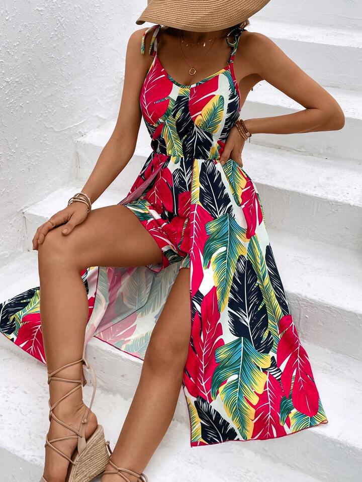 Dame Tropisk Print Maxi Cover-Up Kjole Stilla