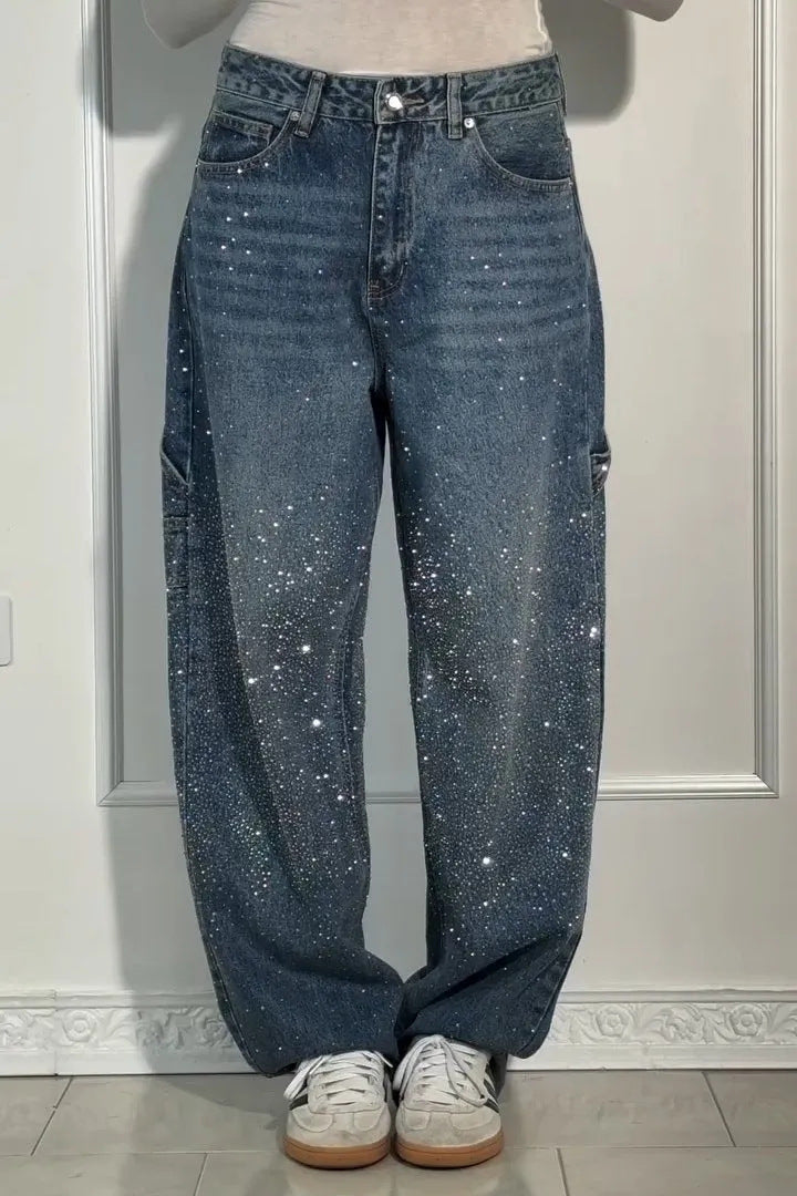 Kvinder Glitrende Baggy Jeans Stilla