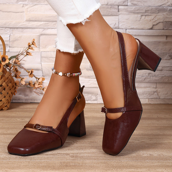 Dame Slingback Pumps med firkantet tåform og elegant hælhøjde Stilla
