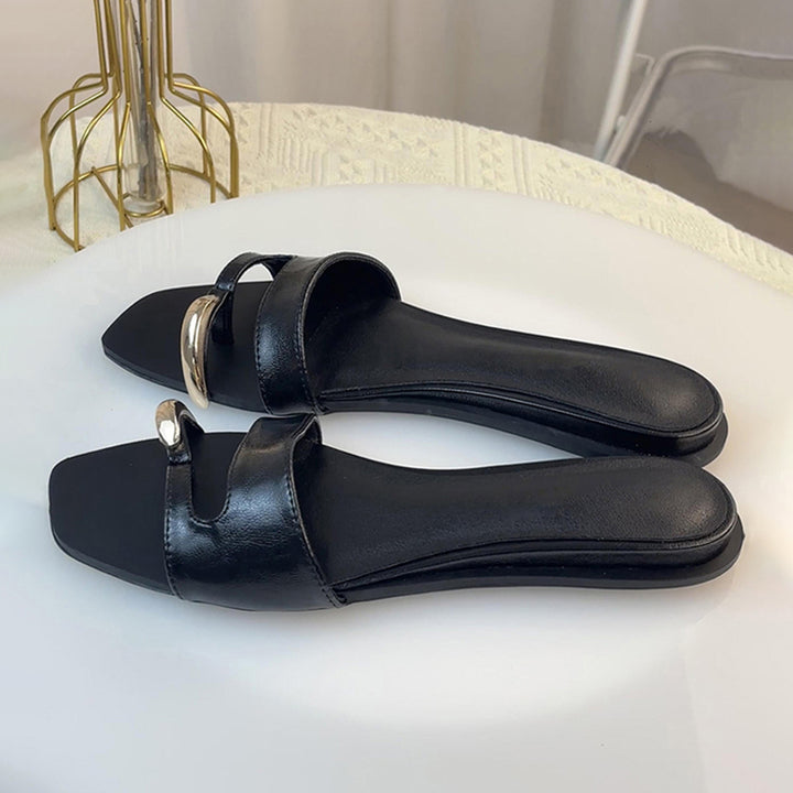 Dame Stilfulde Åbne Tå Slides Sandaler med Guld Accent Stilla