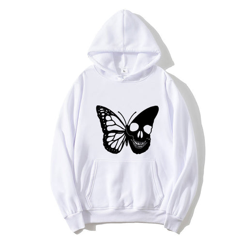 Kvinders hættetrøje med kreativ sommerfugleskeletdesign Skovae