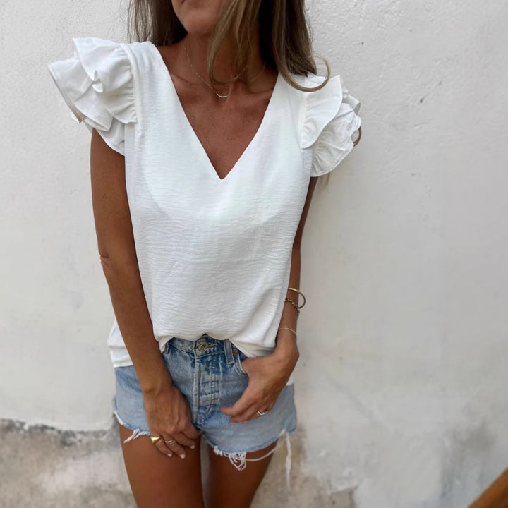Dame Voile Bluse med Ræklidelse Stilla