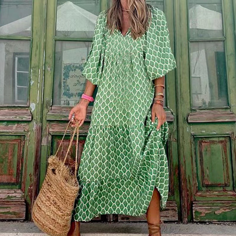 Kvinder Bohemian Trappel Maxi Kjole Stilla