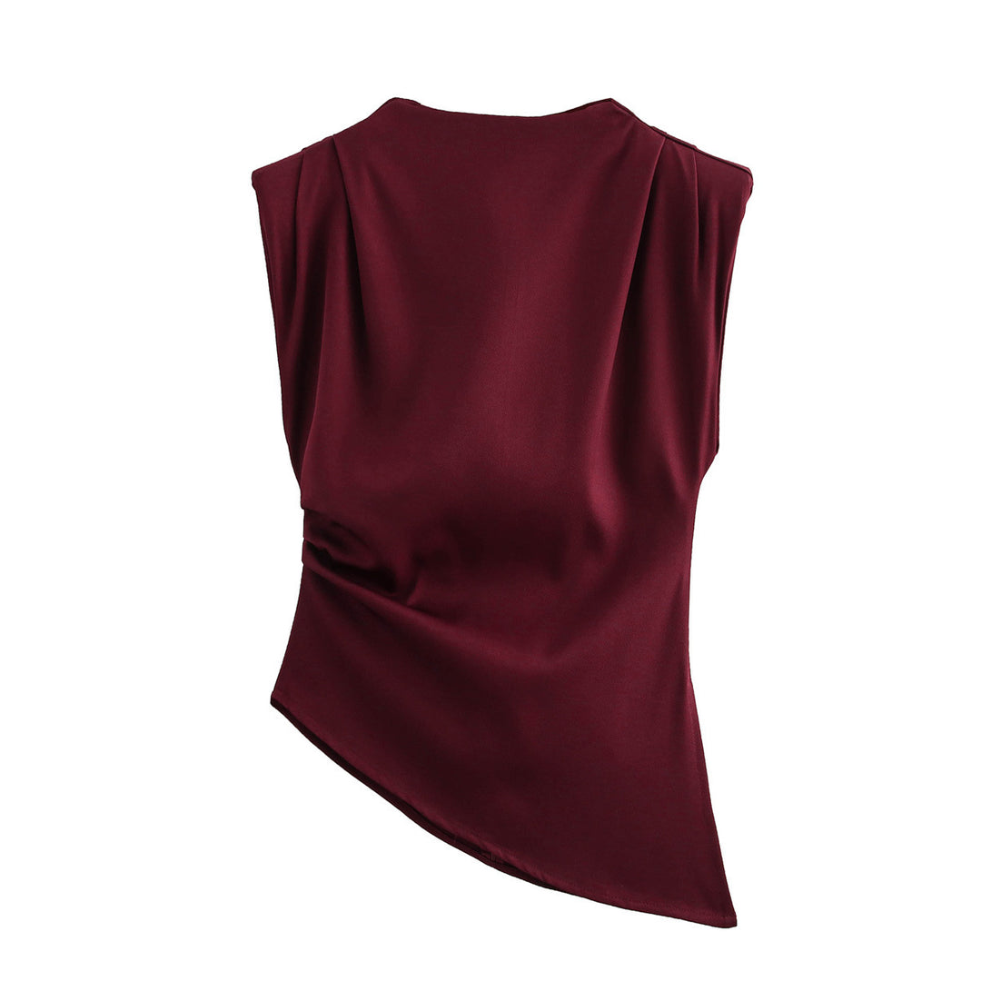 Dame elegant ærmeløs top med asymmetrisk snit og fin drapering Stilla