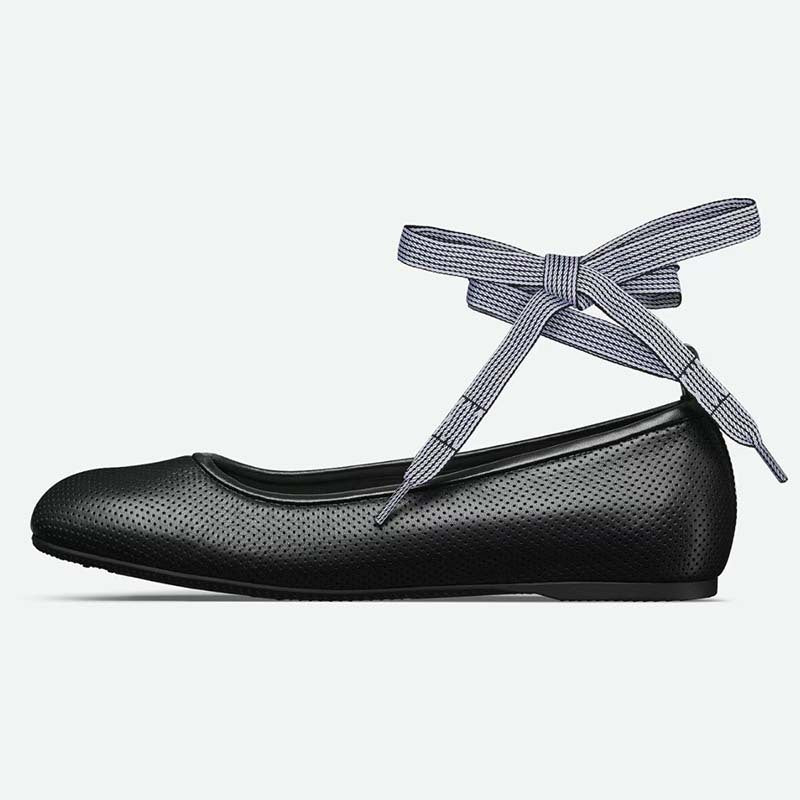 Femme Elegante Snøre Ballerina Flade Stilla