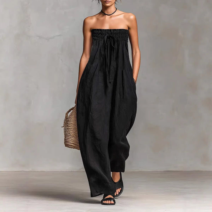 Dame Casual Jumpsuit med elastisk overdel og bredt ben Skovae