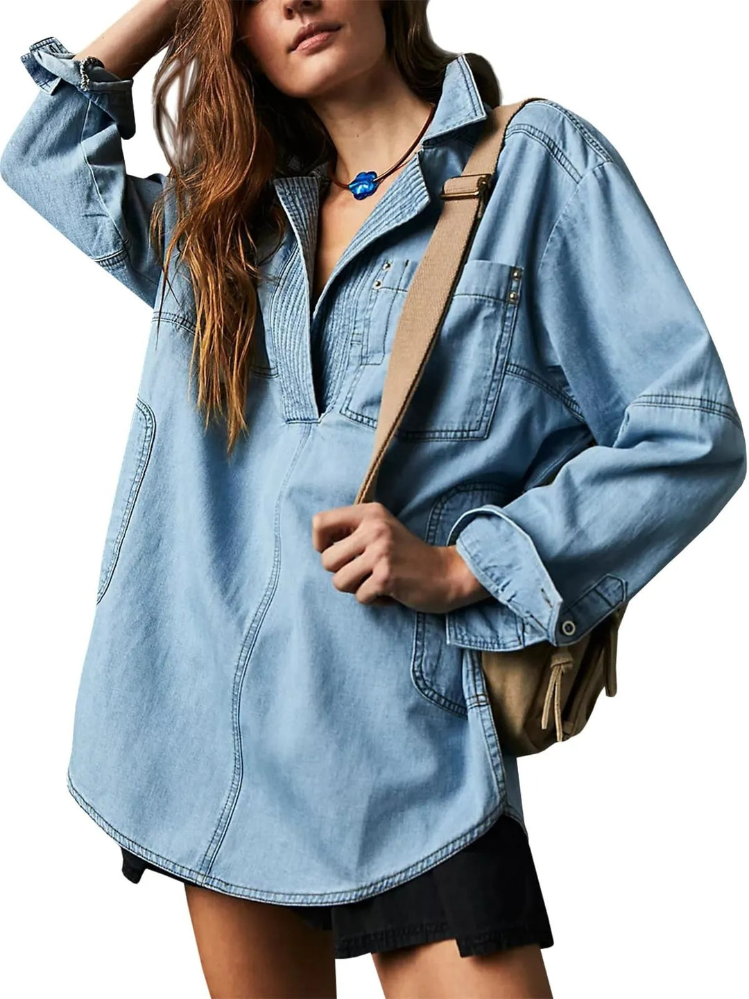 Dame afslappet overshirt lavet af højkvalitets denim med struktureret design Stilla
