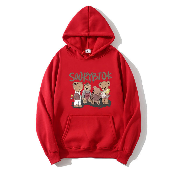 Dame hoodie med legesyg bjørnemotiv Skovae