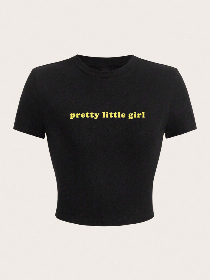 Dame Crop-T-shirt med inspirerende tryk og tætsiddende pasform Skovae