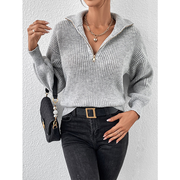 Dame afslappet sweater med iøjnefaldende lynlås Stilla