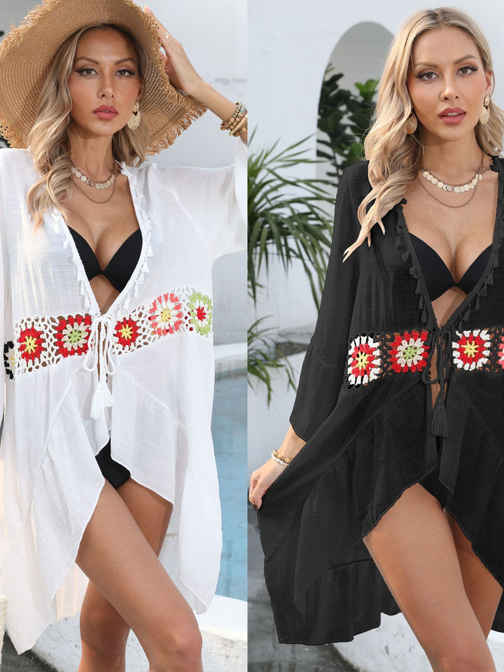 Dame Hæklet Detalje Strand-Kimono Stilla