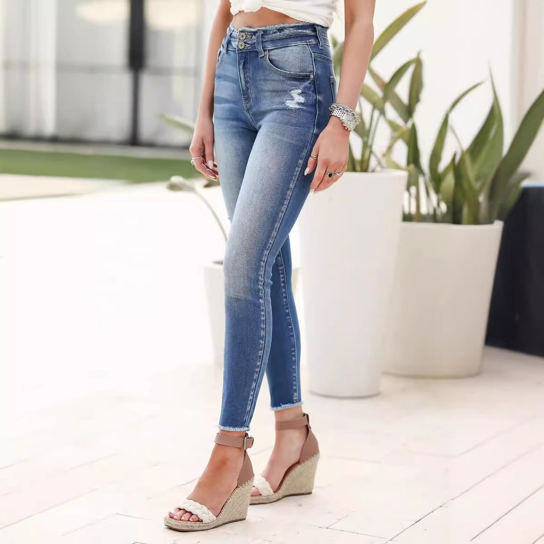 Dame Skinny Jeans med trendy Destroyed-detaljer Stilla