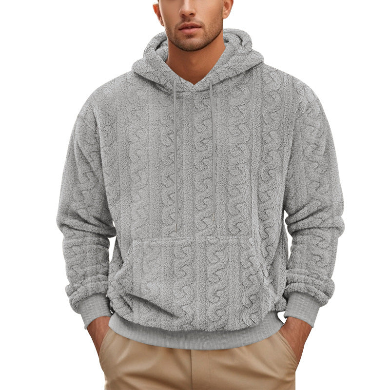 Herre hættetrøje i blød fleece med struktureret design Stilla