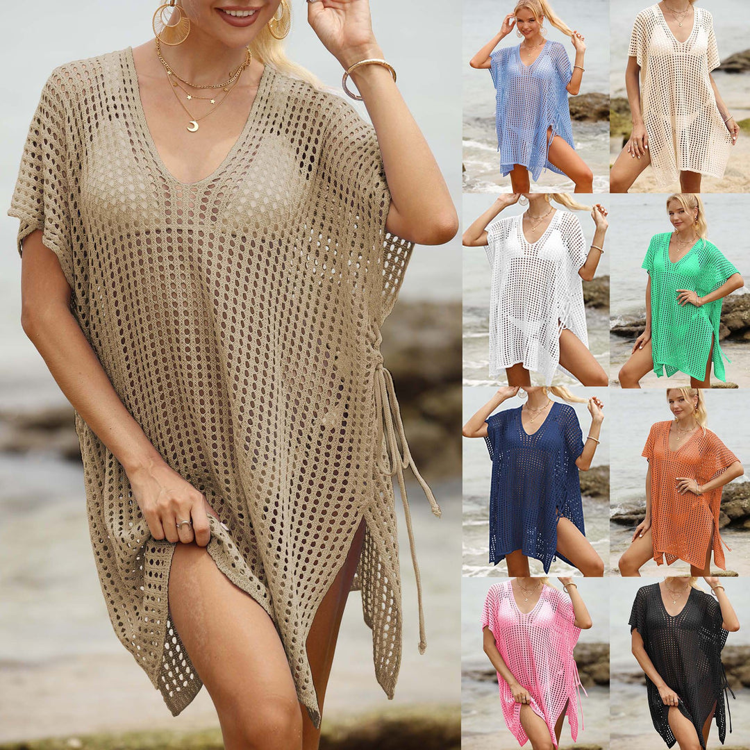 Femme Let Åben-Strik Strand Cover-Up Tunika Stilla