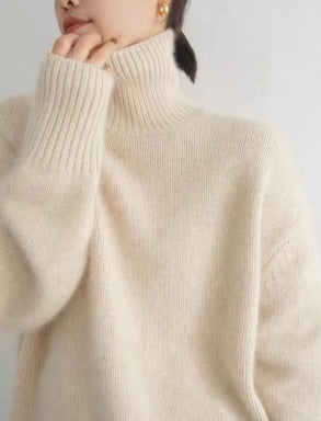 Femme Højhalset Tekstur Strikpullover Sweatshirt Stilla