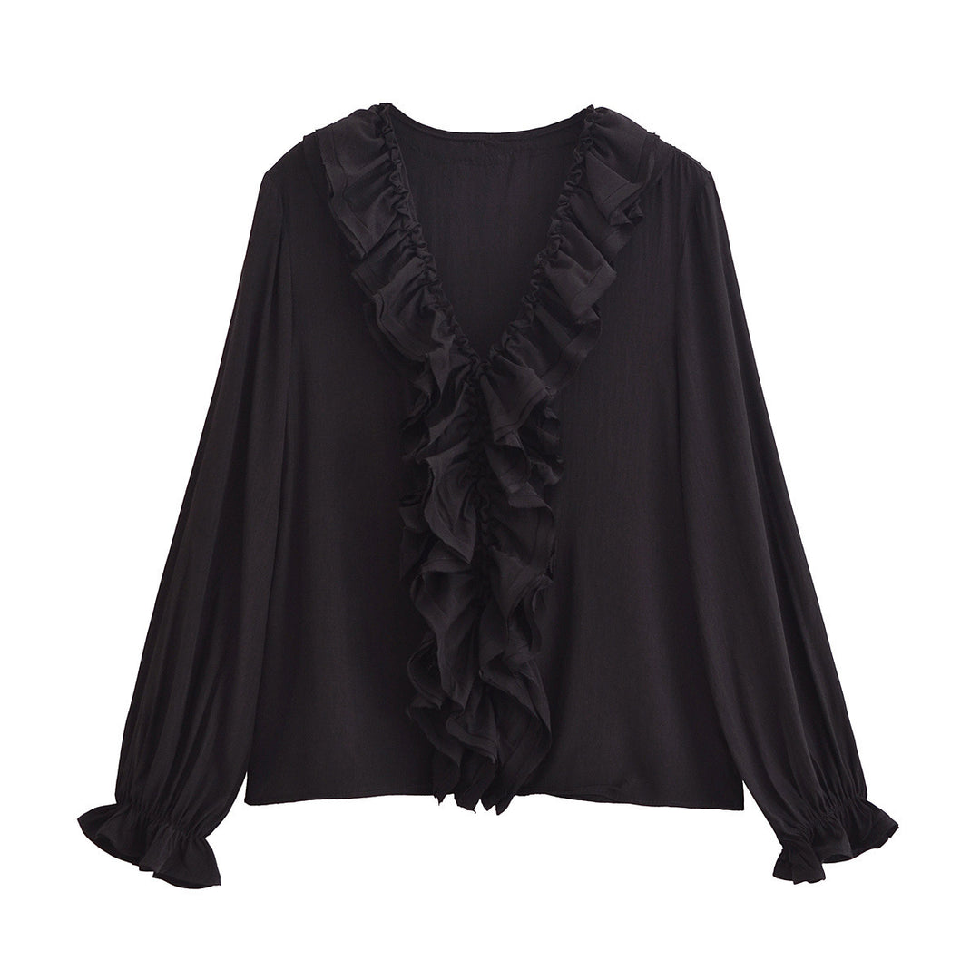 Femme Rüsch V-udskæring Bluse Stilla