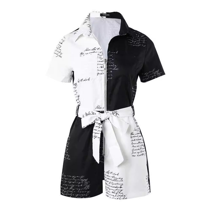 Dame Modet jumpsuit med skriftdesign og figursyet pasform Skovae