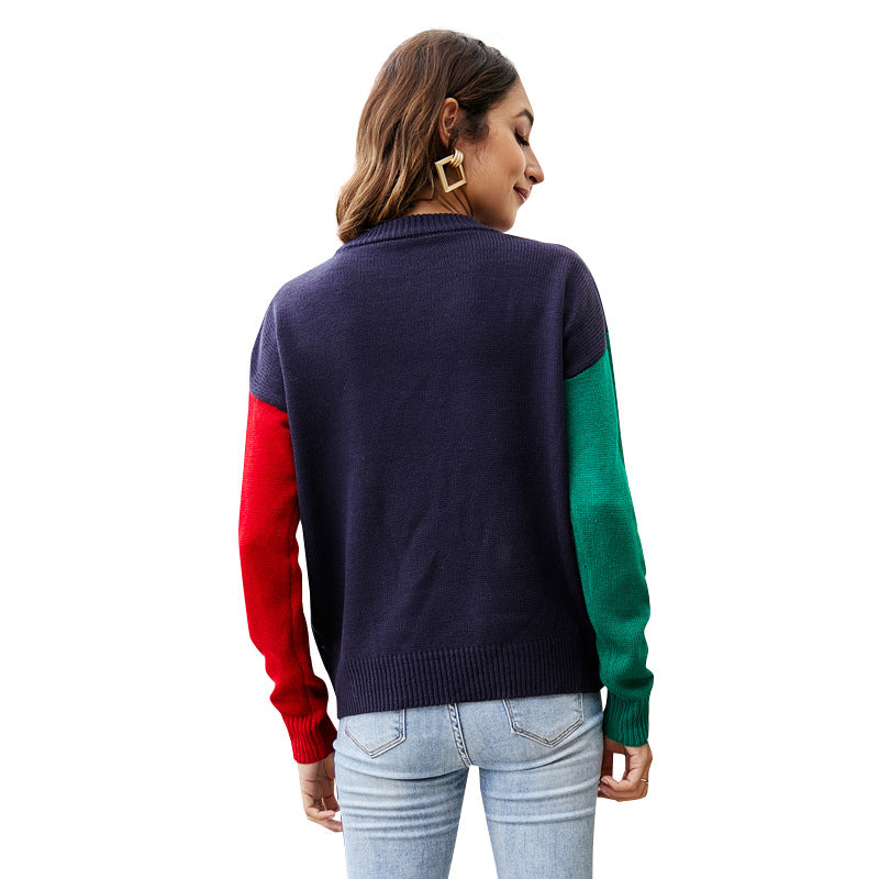 Damer festlig strikpullover med glædeligt design og plastiske accenter Stilla