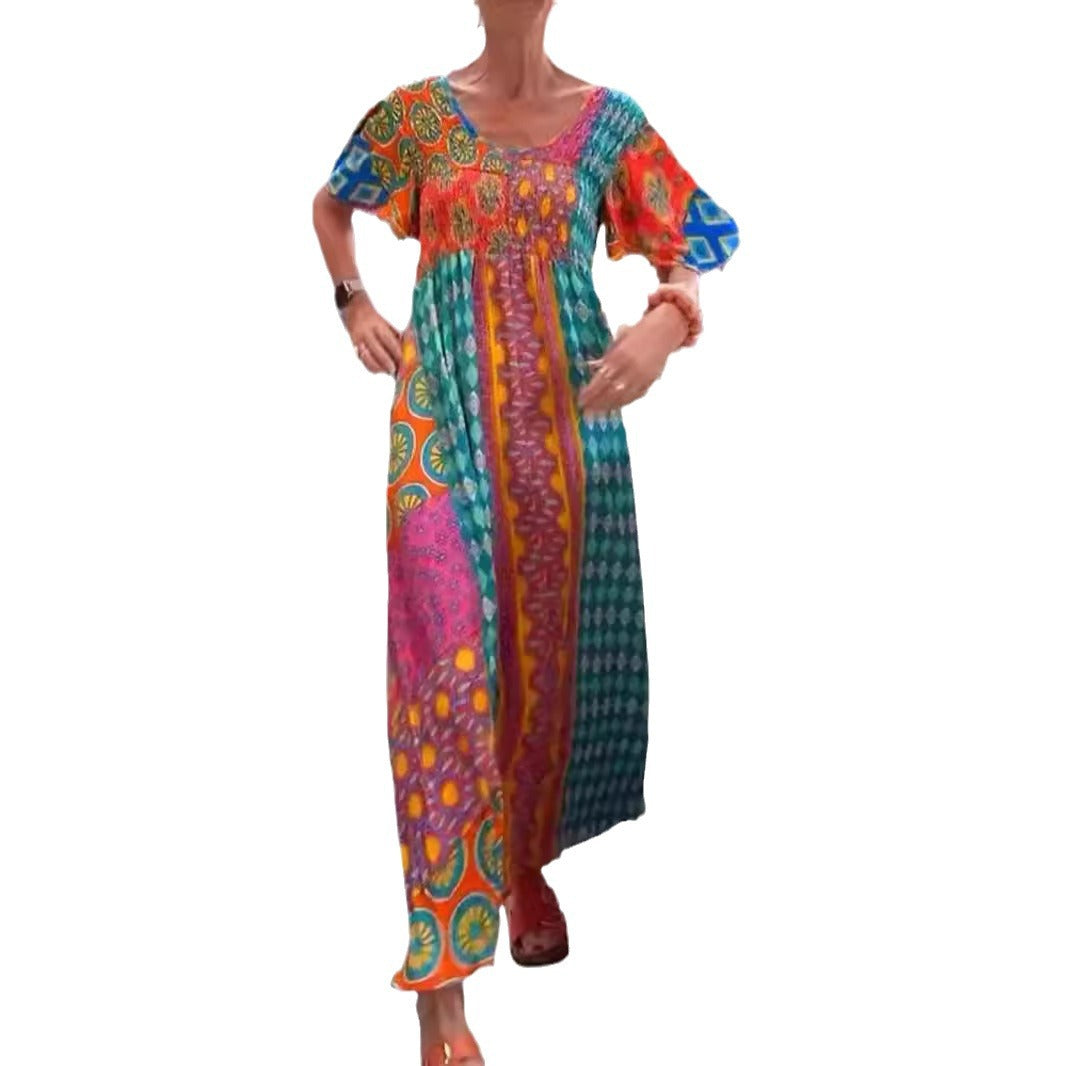 Dame Boho Maxikjole med elegante mønstre og løs pasform Stilla