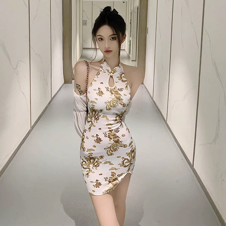 Stilla | Forførende Off-Shoulder Lanterneærmet Cheongsam Kjole