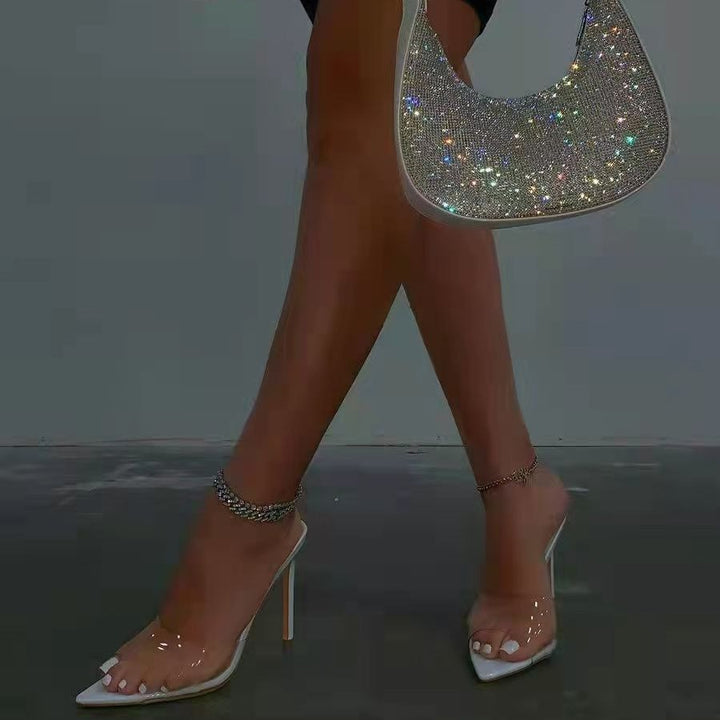 Dame transparente mules med elegant hæl og forførende design Stilla