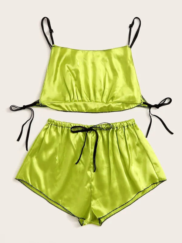 Dame Satin Camisole og Shorts Sæt Stilla
