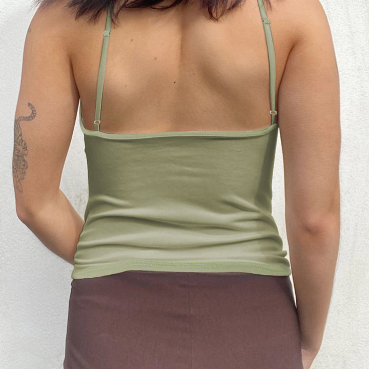 Dame Crop-Top med unik ring-udskæring Skovae