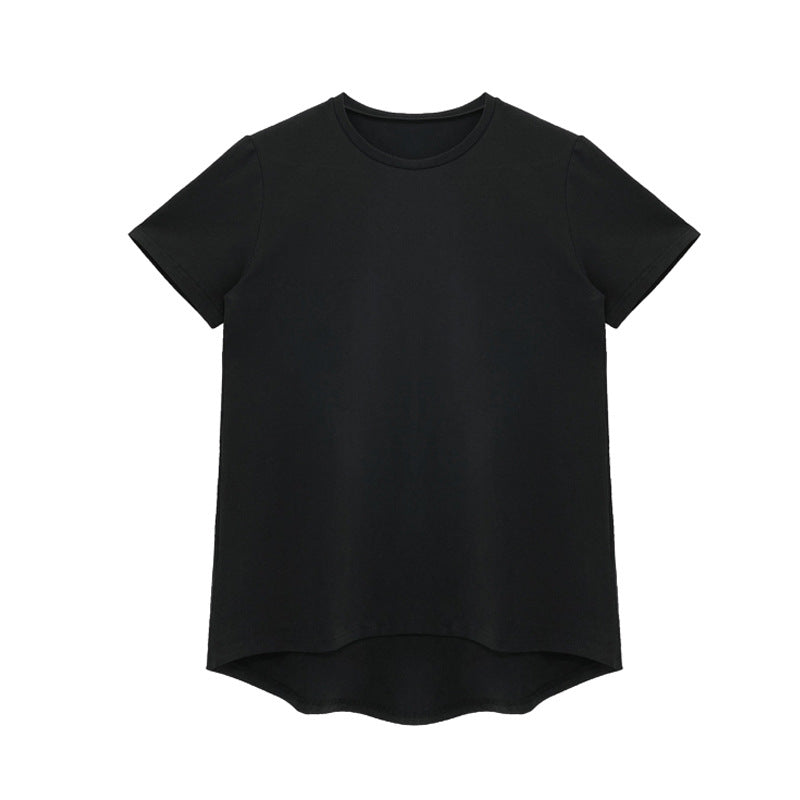 Dame afslappet T-shirt med asymmetrisk bund og åndbart materiale Stilla