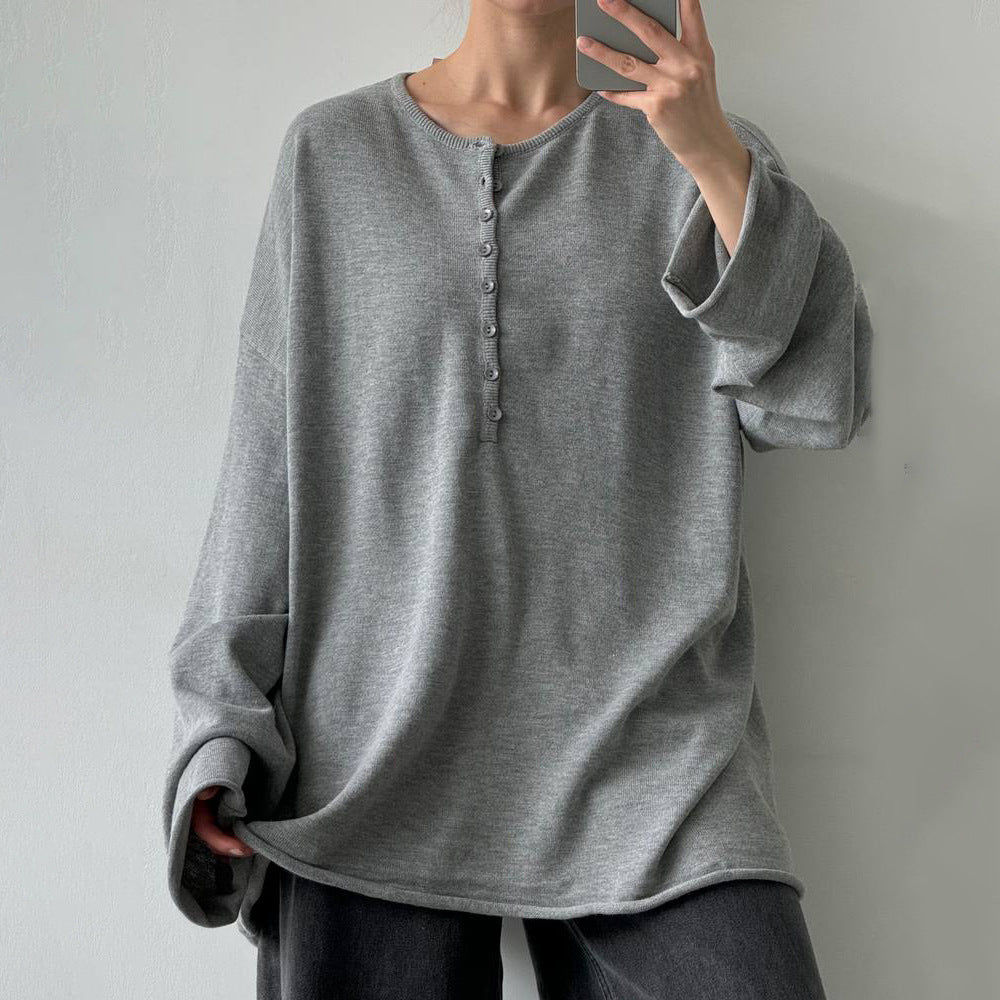 Kvinders afslappede strikkede sweater med moderne knapdetaljer Stilla