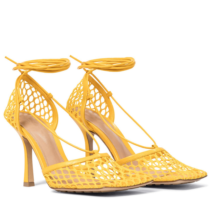 Femme Chic Strappy Open-Toe High Heels Sandaler med Mesh-Design Stilla