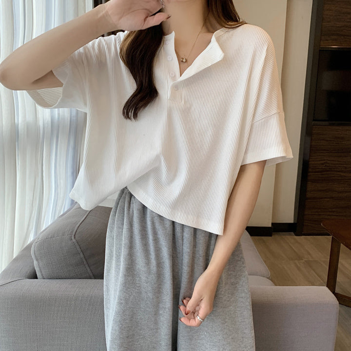 Femme Relaxed Fit Kortærmet Henley Top Stilla