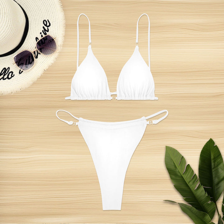 Dame triangel-bikini med fine ruffle-detaljer og justerbare stropper Skovae