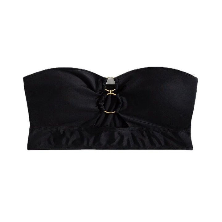 Dame Bandeau top med dekorativ ring Skovae