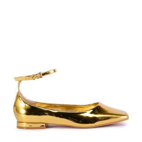 Femme Elegant Metallisk Ankelsløjfe Ballerinas Stilla