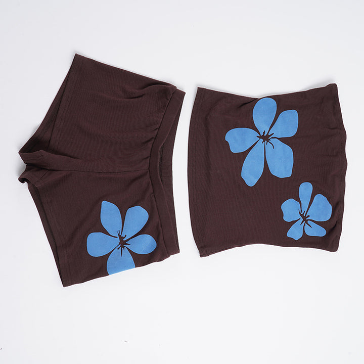 Damen bequeme Shorty-Set mit floralem Print Skovae