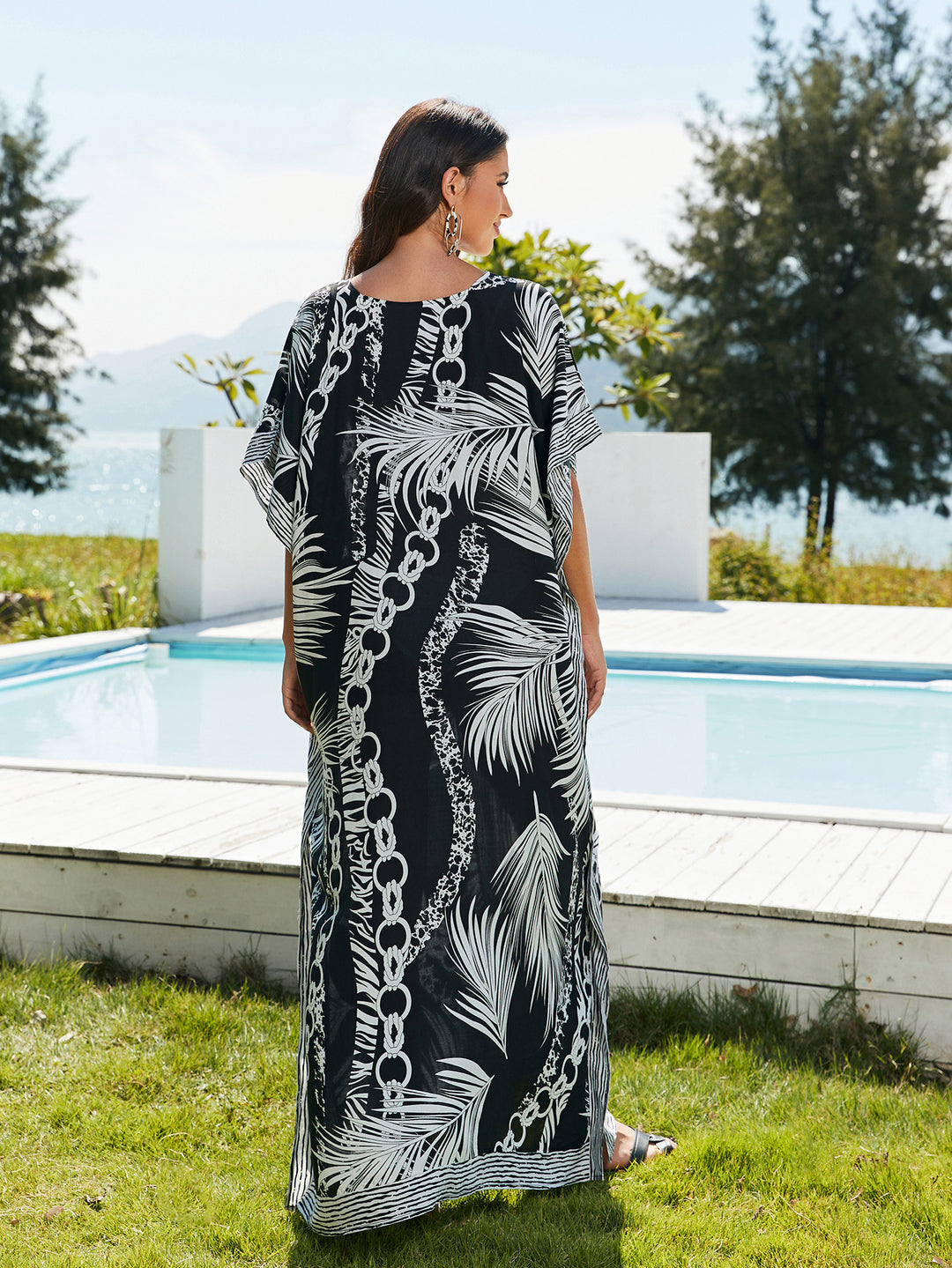 Dame Maxi-Kaftan med livlige blomster mønstre og bred pasform Stilla