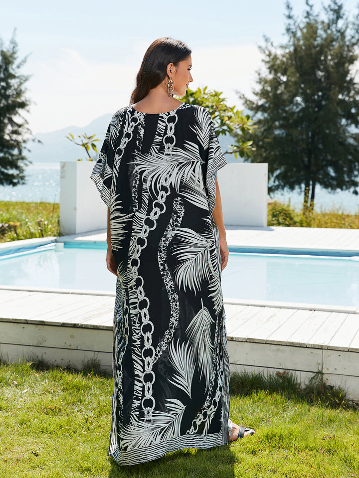 Dame Maxi-Kaftan med livlige blomster mønstre og bred pasform Stilla