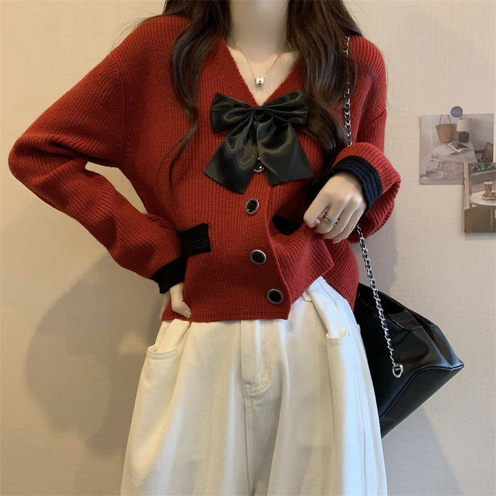 Femme Bow-Detail Strik-Cardigan Stilla