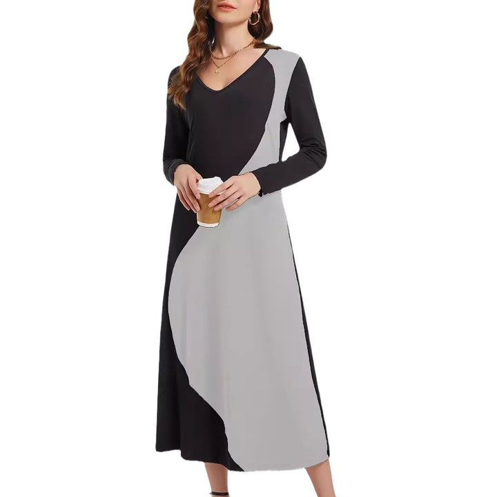 Dame Maxikjole med moderne geometrisk design Stilla