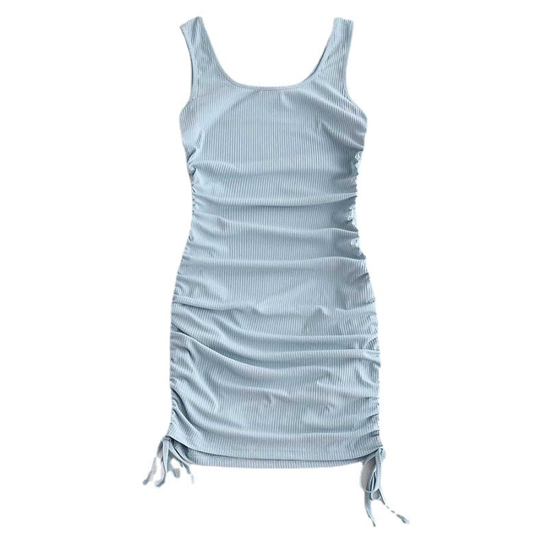 Dame Justerbar Rynket Bodycon Kjole Stilla