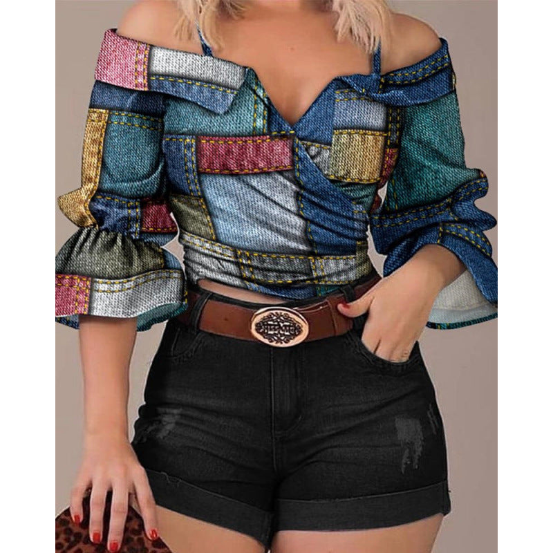 Femme Off-Shoulder Vinklebluse med udstikkende ærmer Stilla