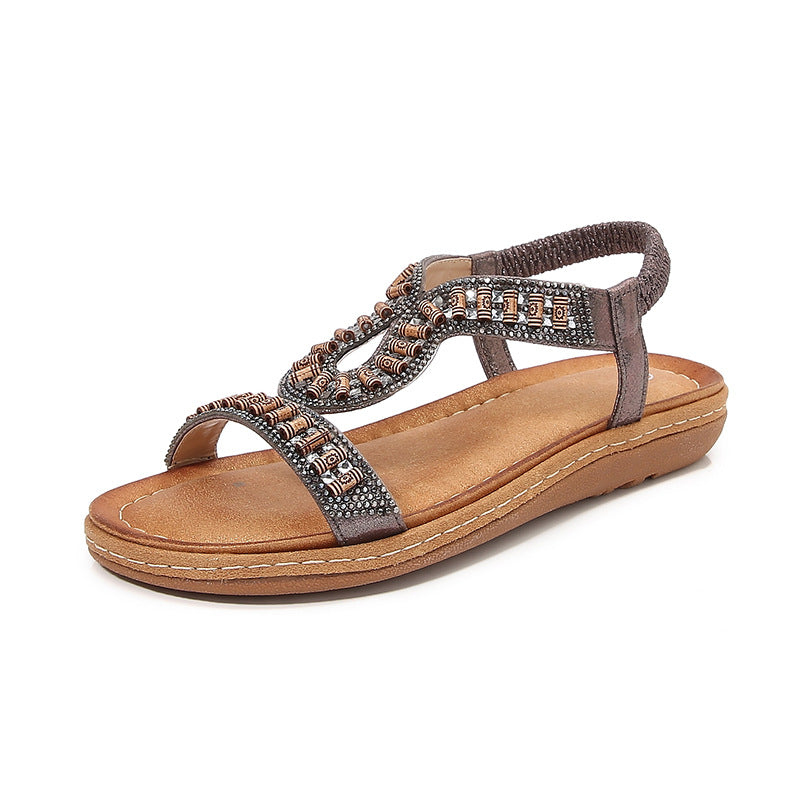 Dame flip-flops med kunstneriske perlestræk og rhinestone-detaljer Stilla