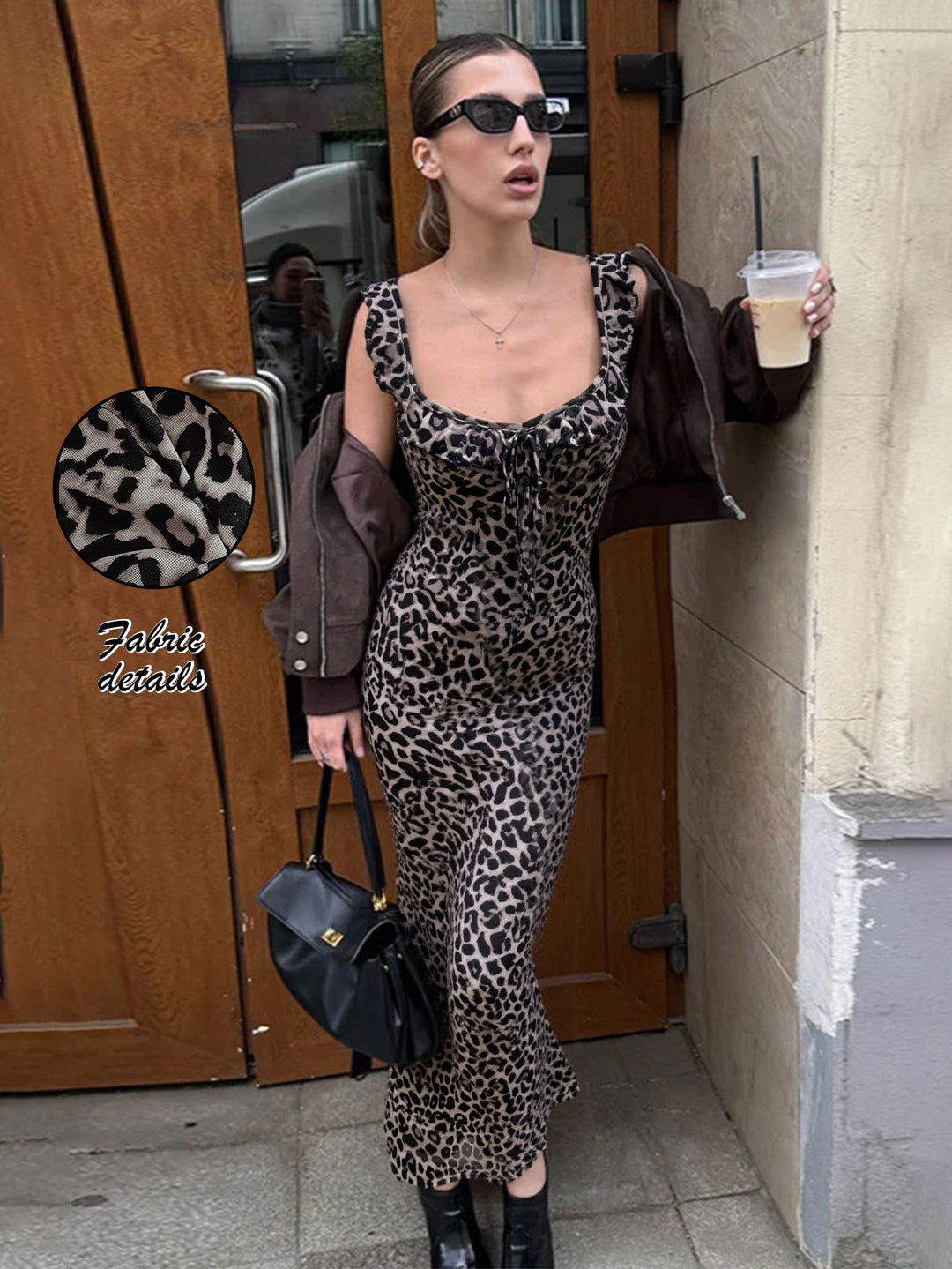 Kvinders maxikjole med leopardprint og forførende udskæring Stilla