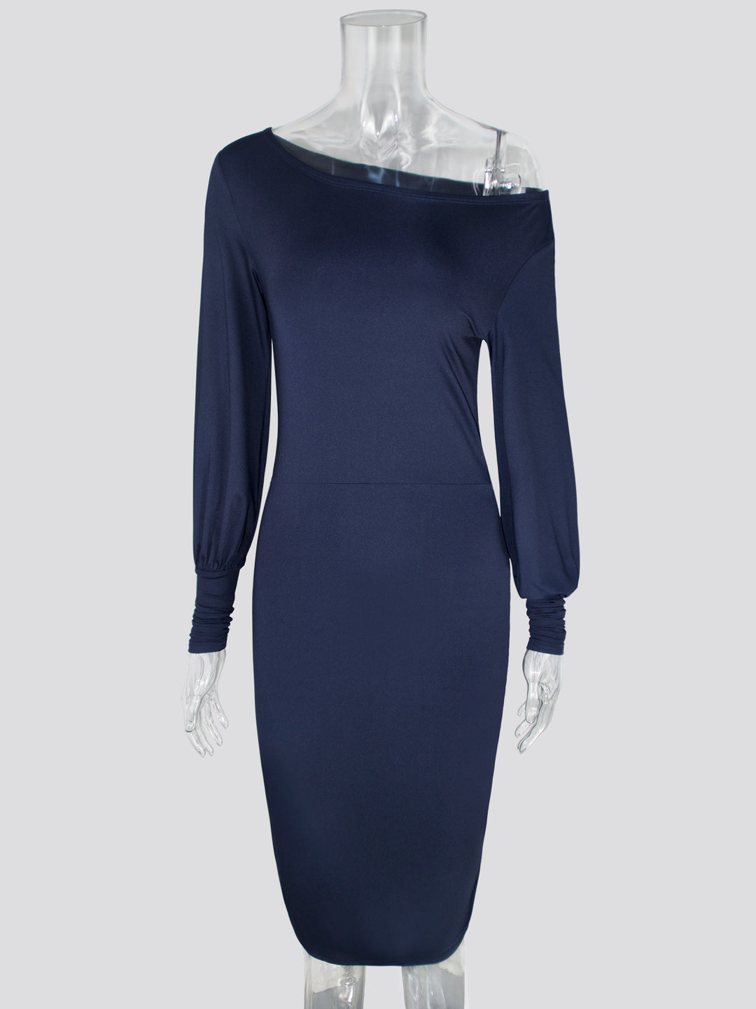 Dame Elegant Off-Shoulder Kjole med lange Pufærmer Stilla