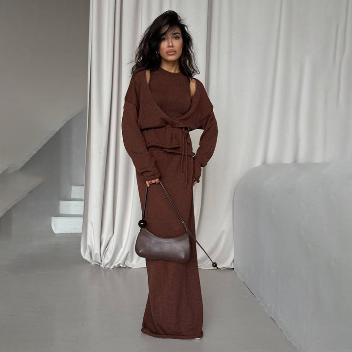 Kvinder Lang Strikket Jumpsuit med Bindedragt Stilla