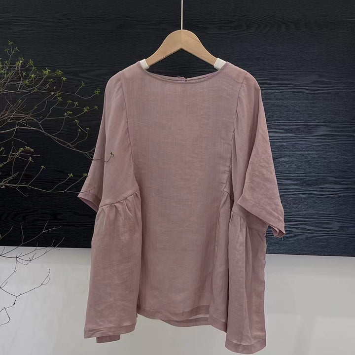 Femme Flydende Lag Leinen Top Stilla