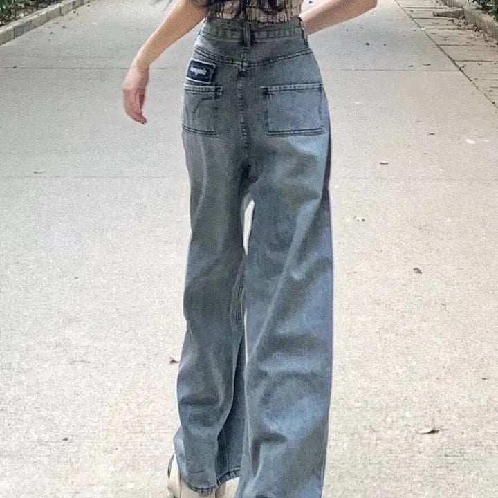 Kvinders løstsiddende denimbukser med høje lommer og vintage vask Stilla