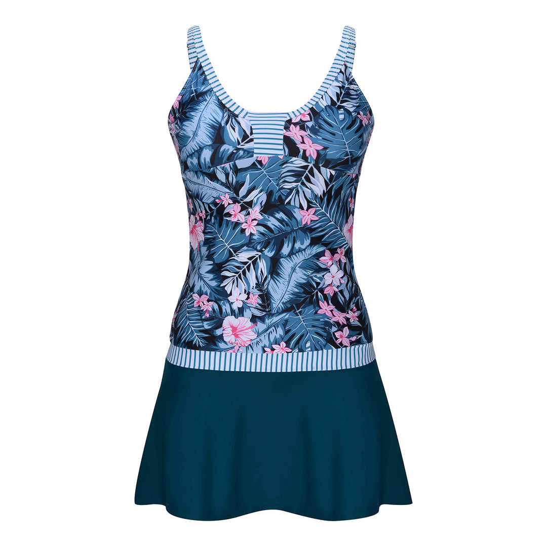 Dame Tankini med floralt design og asymmetrisk nederdel Stilla