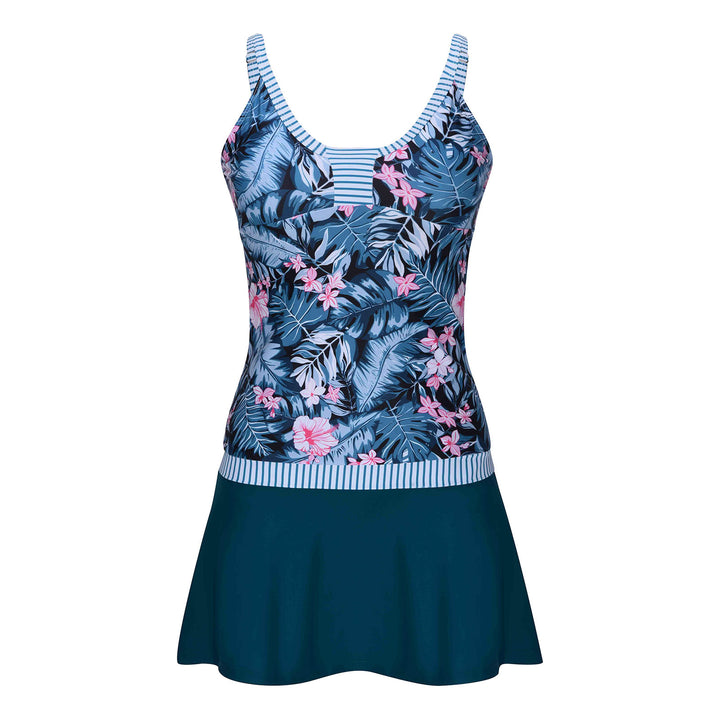 Dame Tankini med floralt design og asymmetrisk nederdel Stilla