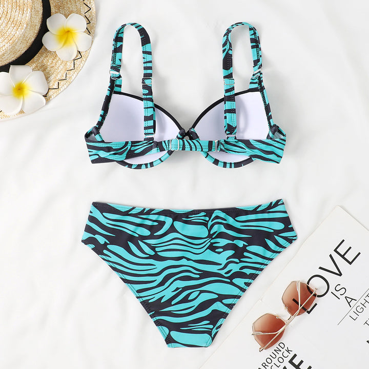 Dame Triangel-Bikini-Sæt med kvalitets-puder og moderne zebra-mønster Stilla